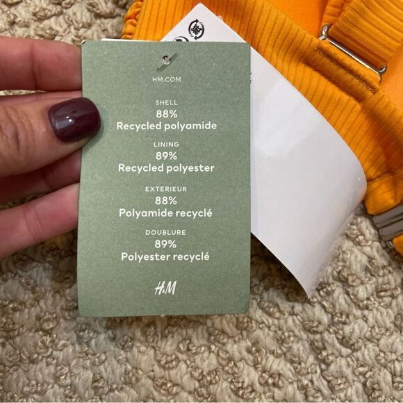 New With Tags H&M Ribbed Orange Push Up‎ Padded Bikini Top Size 2 - Picture 10 of 12